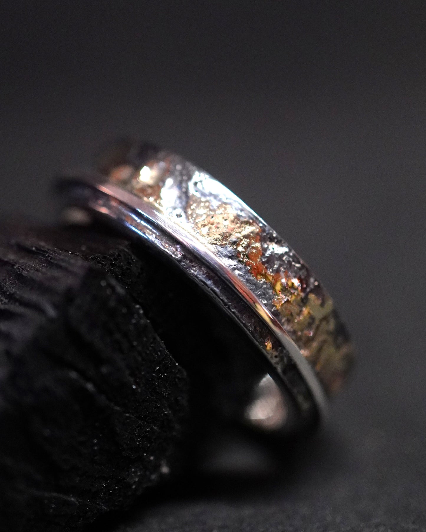 Modèle Kintsugi, argent et or 18 carats incrusté (argent 940 hypoallergénique)