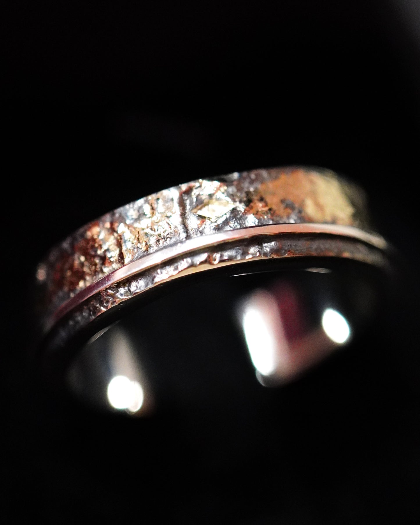 Modèle Kintsugi, argent et or 18 carats incrusté (argent 940 hypoallergénique)