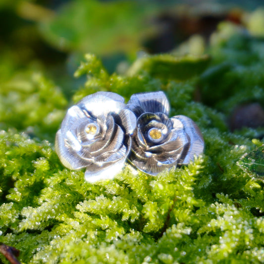 Boucles d'oreilles roses et saphirs jaunes (argent 940 recyclé)
