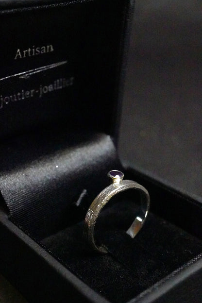 Bague réticulée fine et iolite (argent 940 hypoallergénique)