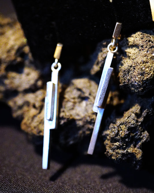 Boucles d'oreilles pendantes, basalte (argent 940 hypoallergénique)