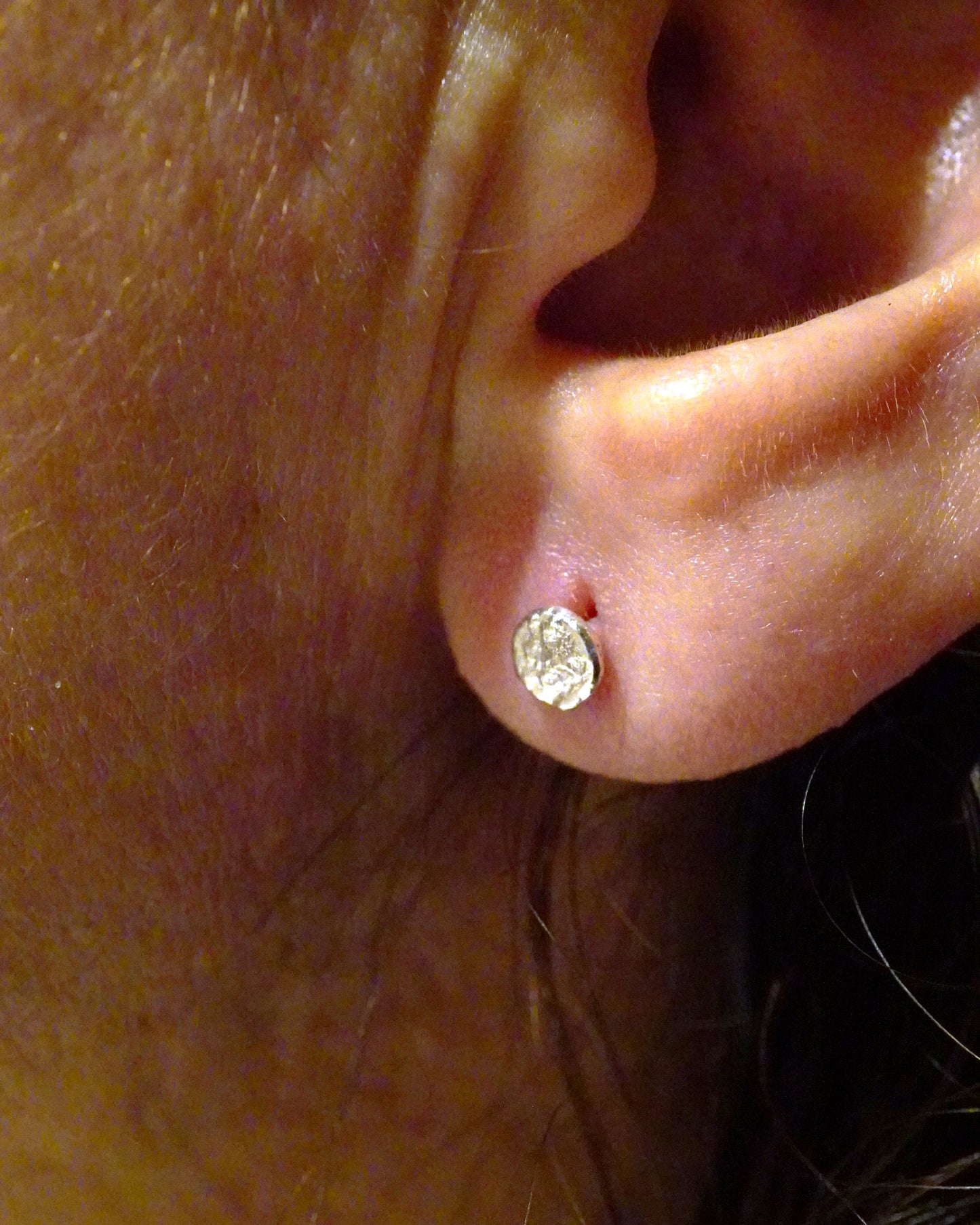 Puces d'oreilles, argent réticulé (argent 940 hypoallergénique)