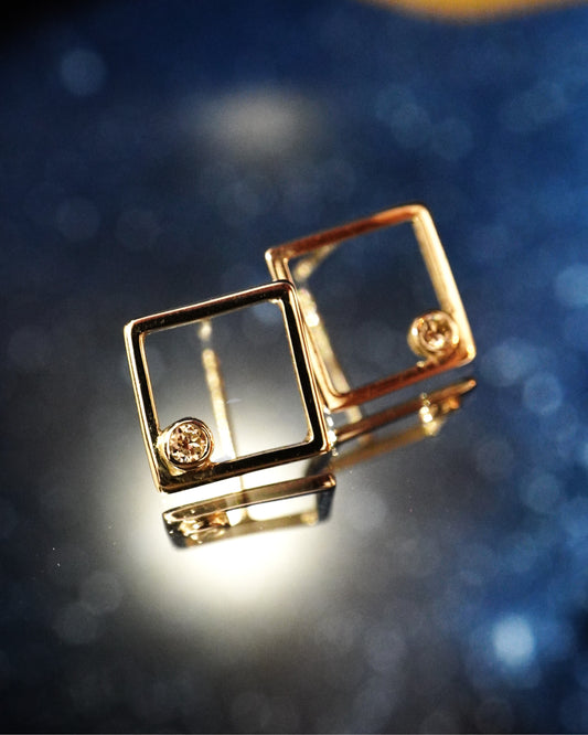 Boucles d'oreilles puces "intervalle d'espace temps", (argent 940 hypoallergénique et diamant de culture)