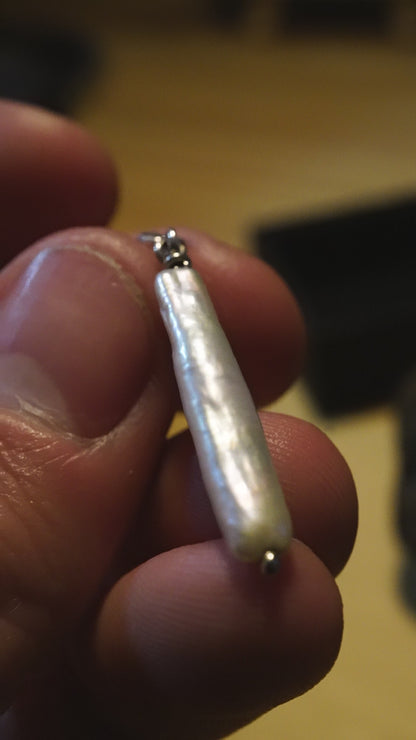 Boucles d'oreilles baroques enfilées longues (argent 940 hypoallergénique)
